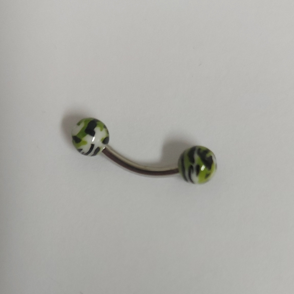 Green and Black Curved Barbell Piercing